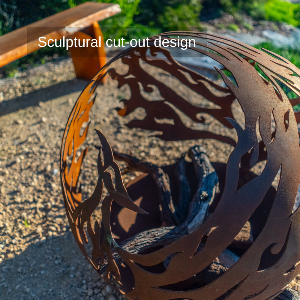 Corten Steel Spirit Flame Sphere Fire Bowl - Tool Market 