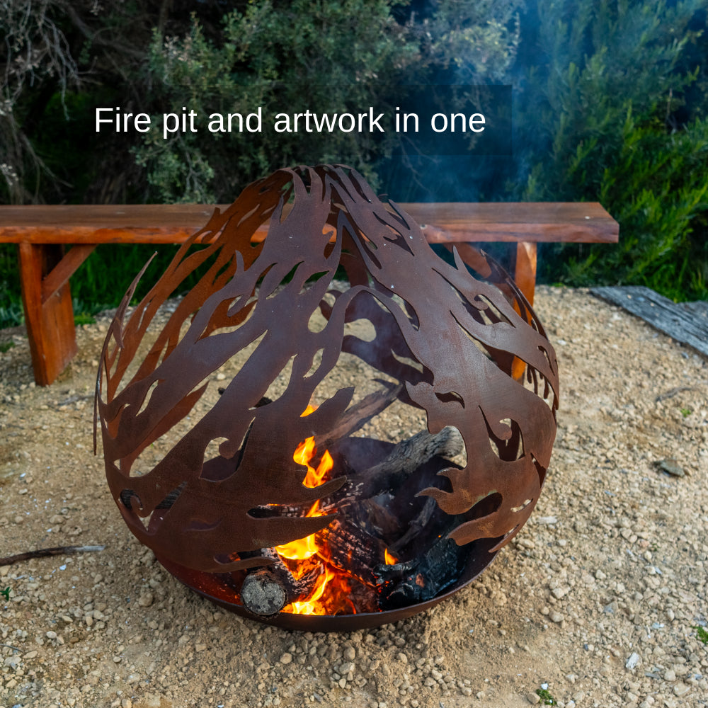 Corten Steel Spirit Flame Sphere Fire Bowl - Tool Market 