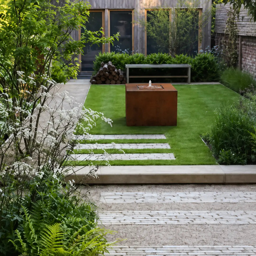 Corten Steel Square Wide Water Fountain  - Tool Market 