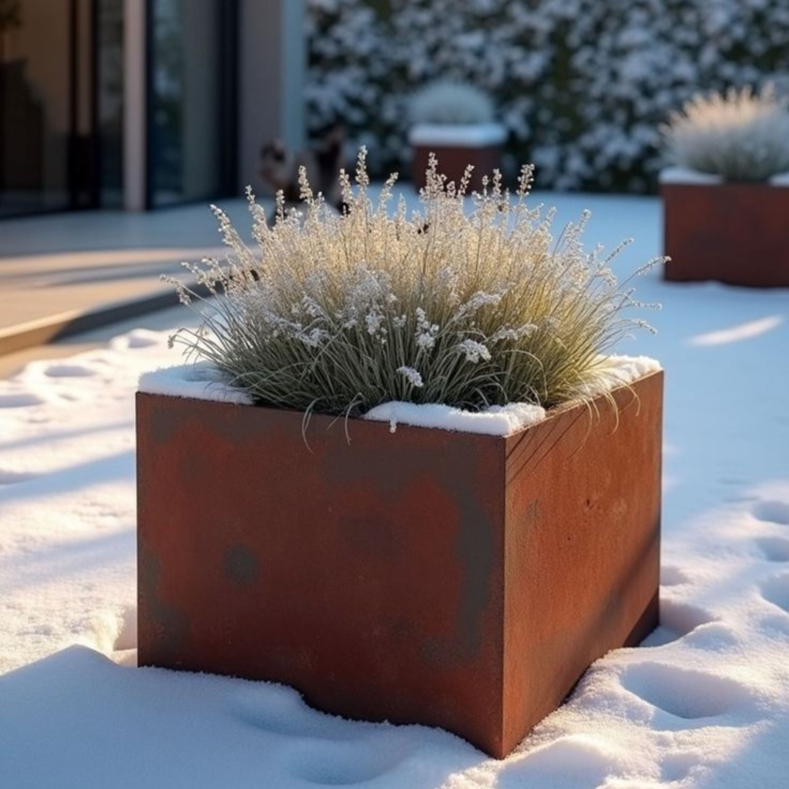 Small Square Corten Steel plant pot 