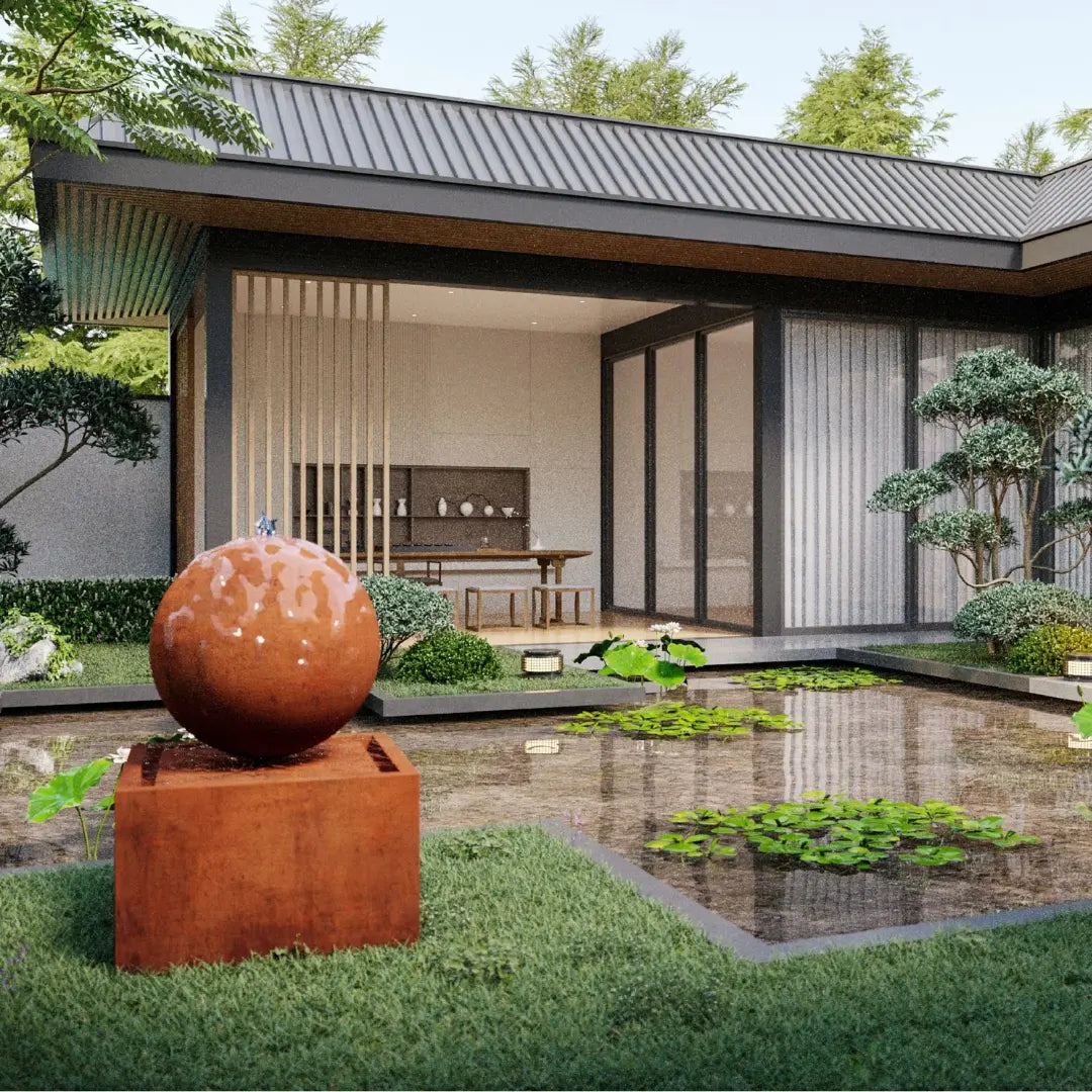 Corten Steel Triton Water Fountain Hover - Tool Market 
