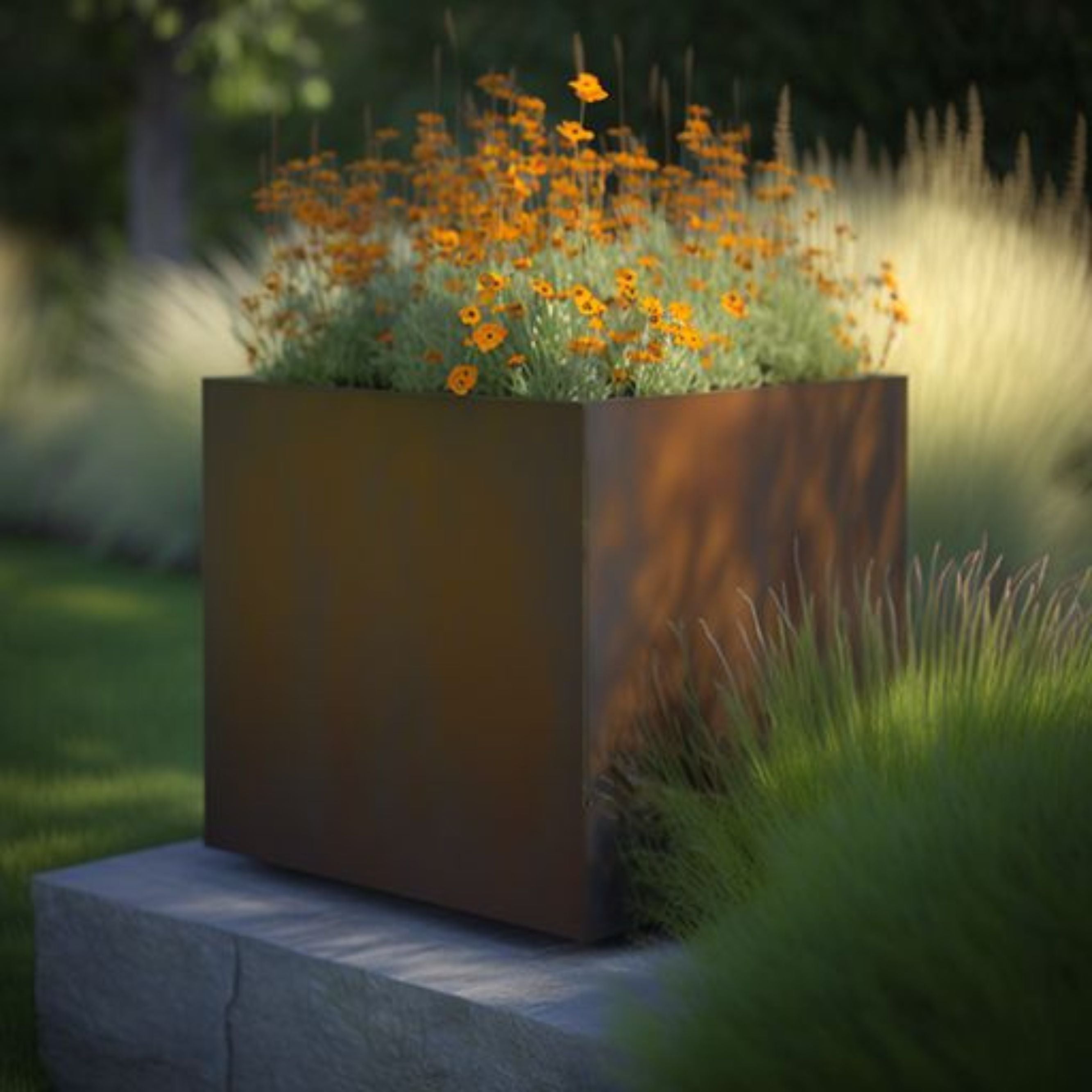Corten steel small plant pot