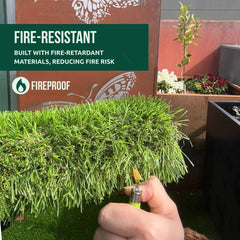 Mac Lanscape Grass doing Fire resistant test, the grass built with fire retardant material