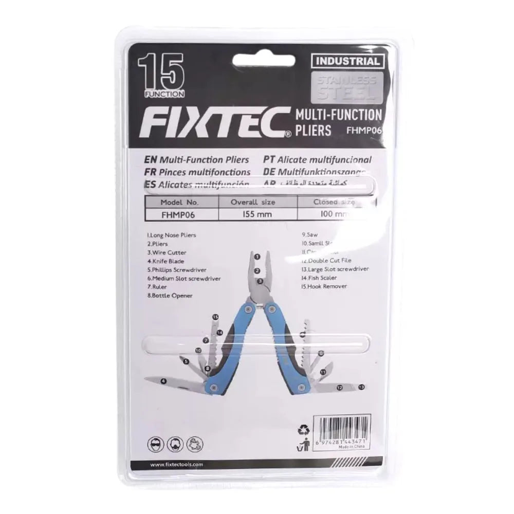 Fixtec - 15 in 1 Multi-Function Pliers -  FHMP06 - Tool Market 