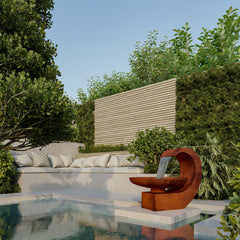 Corten Steel Neptune Water Fountain in outdoor area