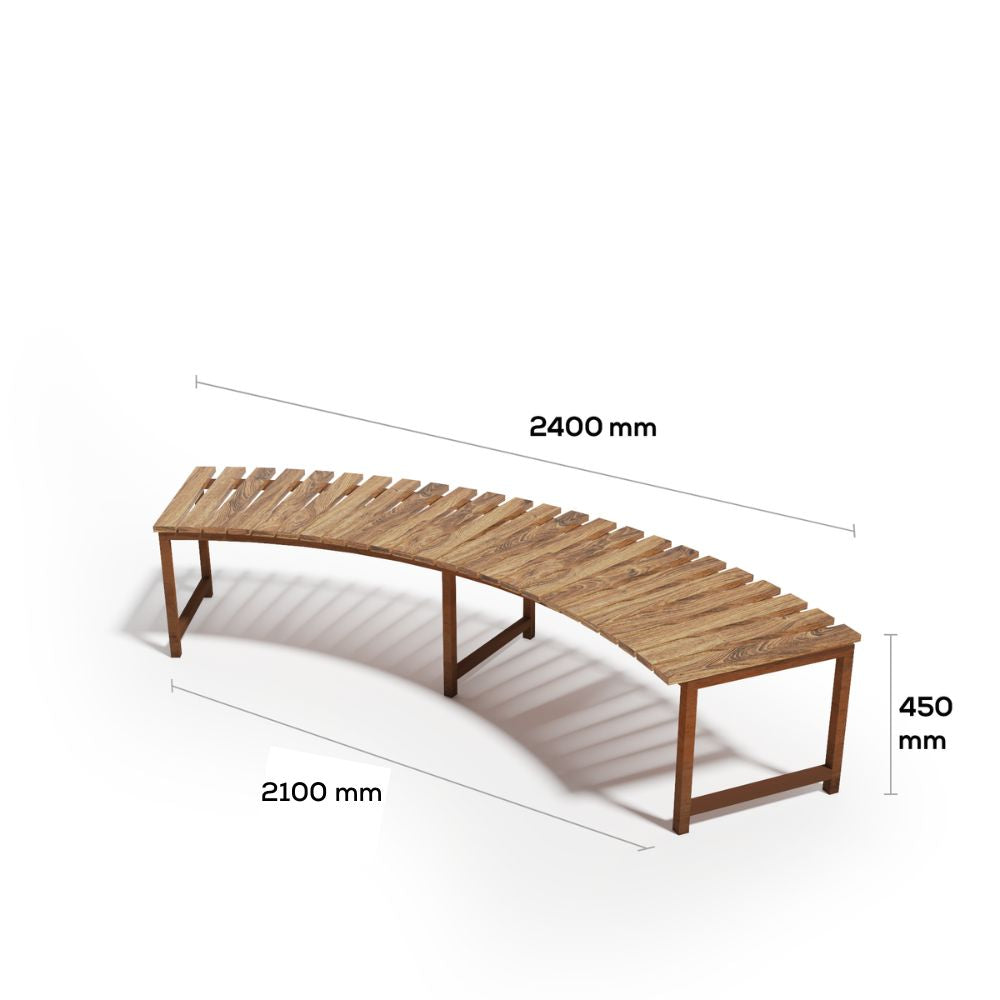 Corten Steel Bulushma Outdoor Curved Bench Seat