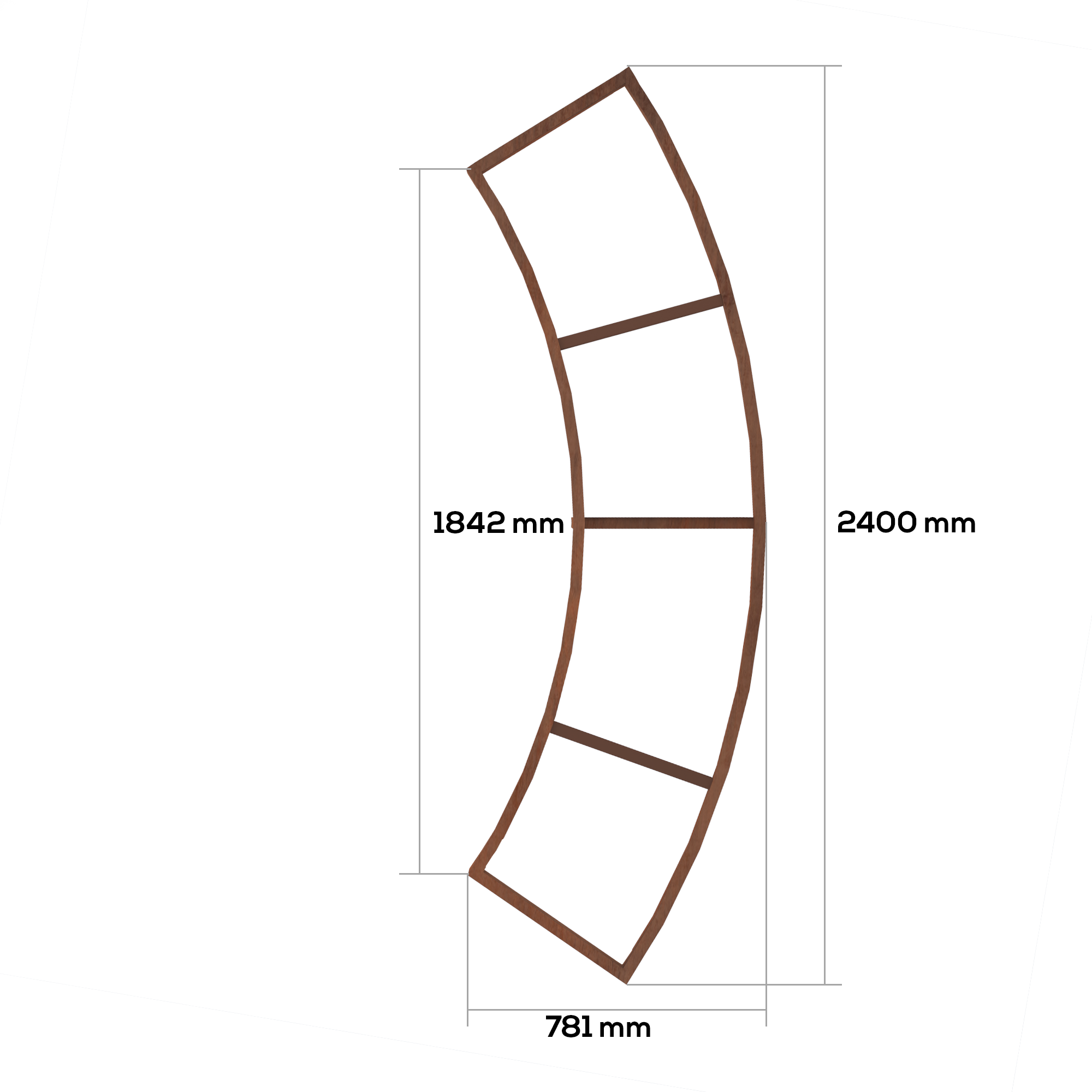 Corten Steel Bulushma Outdoor Curved Bench Seat