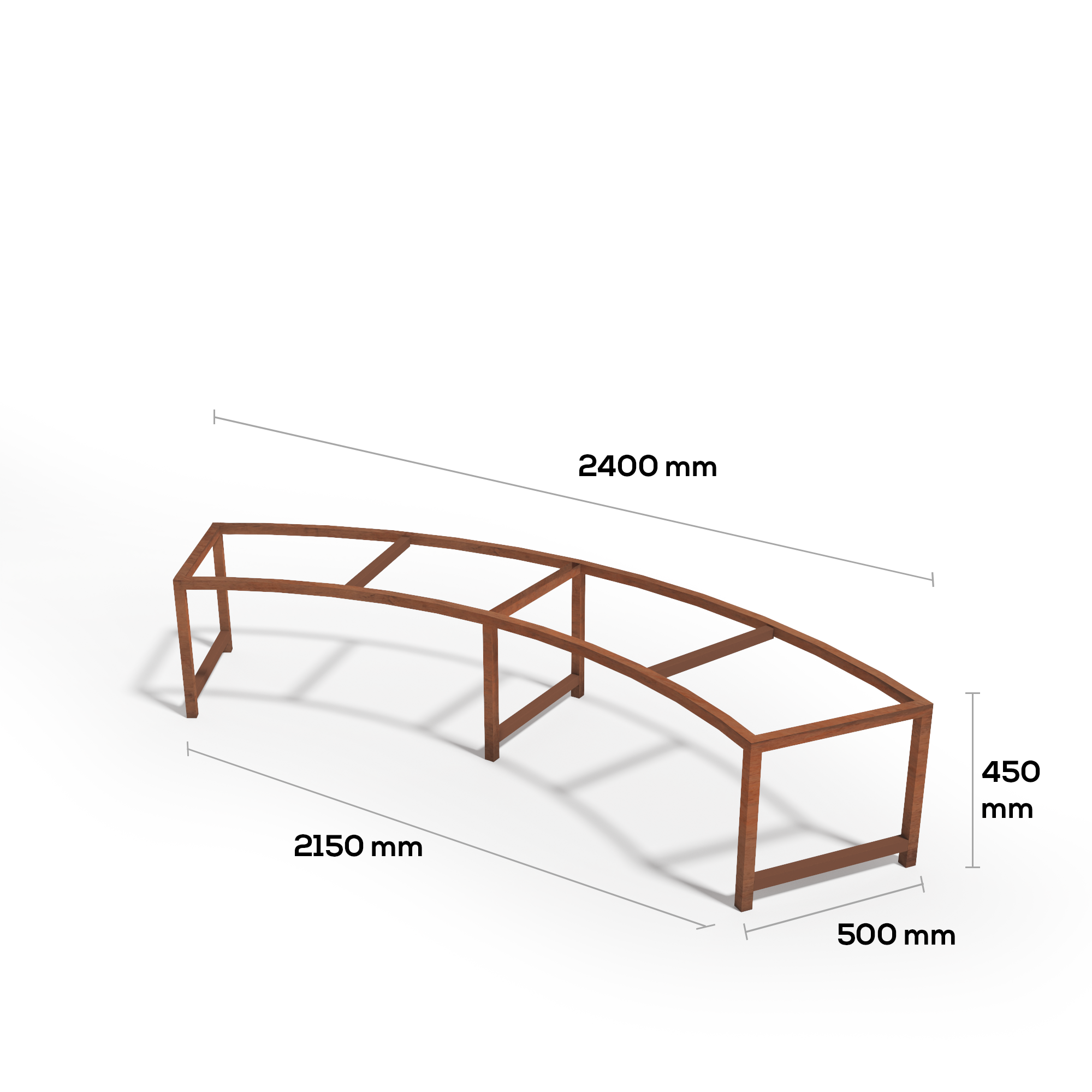 Corten Steel Bulushma Outdoor Curved Bench Seat