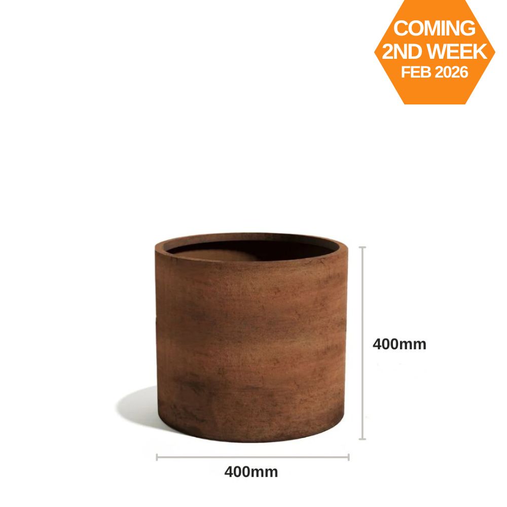 Brown Corten Steel cylindrical pot 