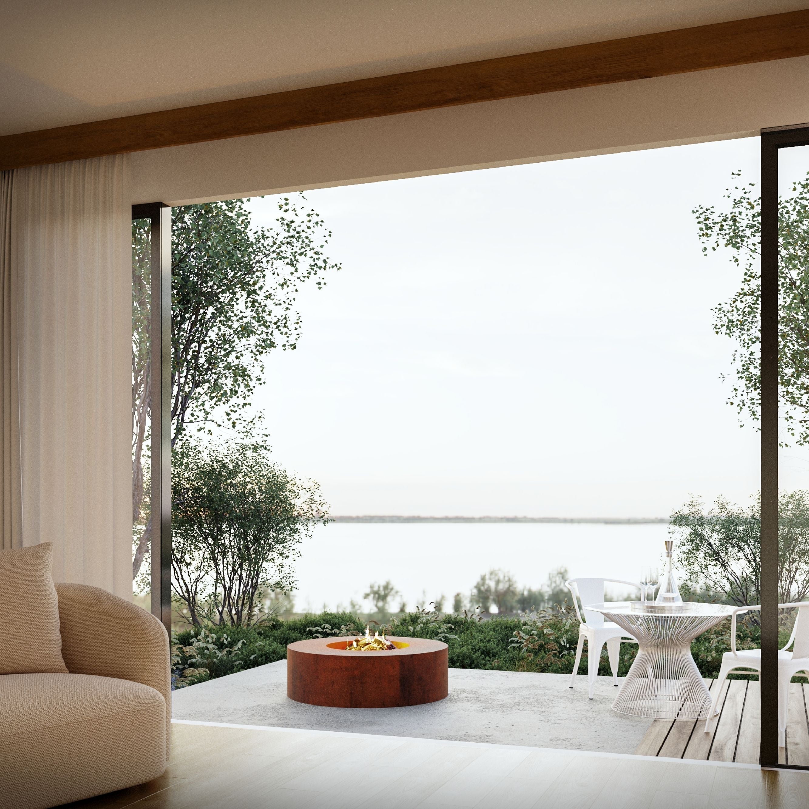 Corten Steel Nexus Fireplace