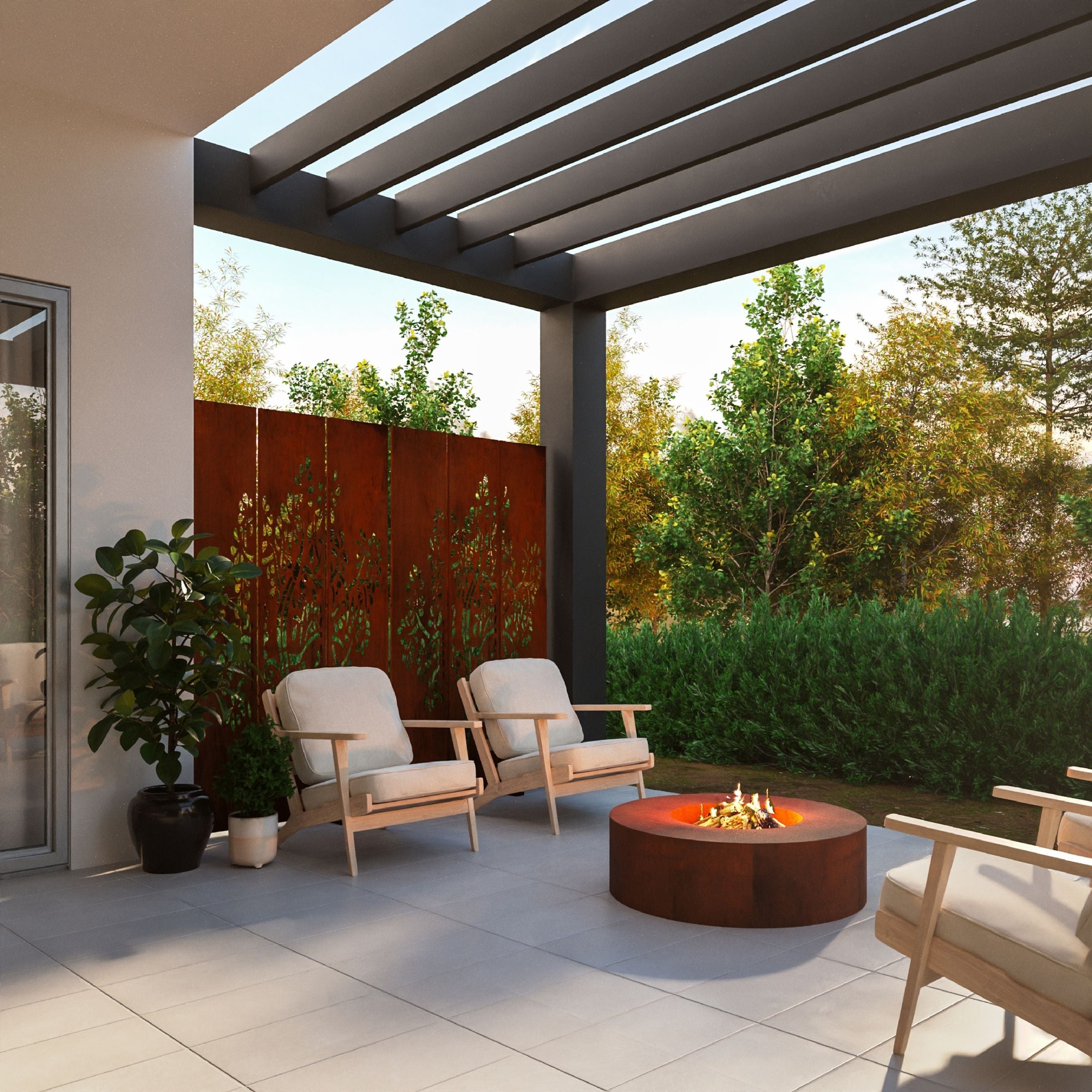 Corten Steel Nexus Fireplace