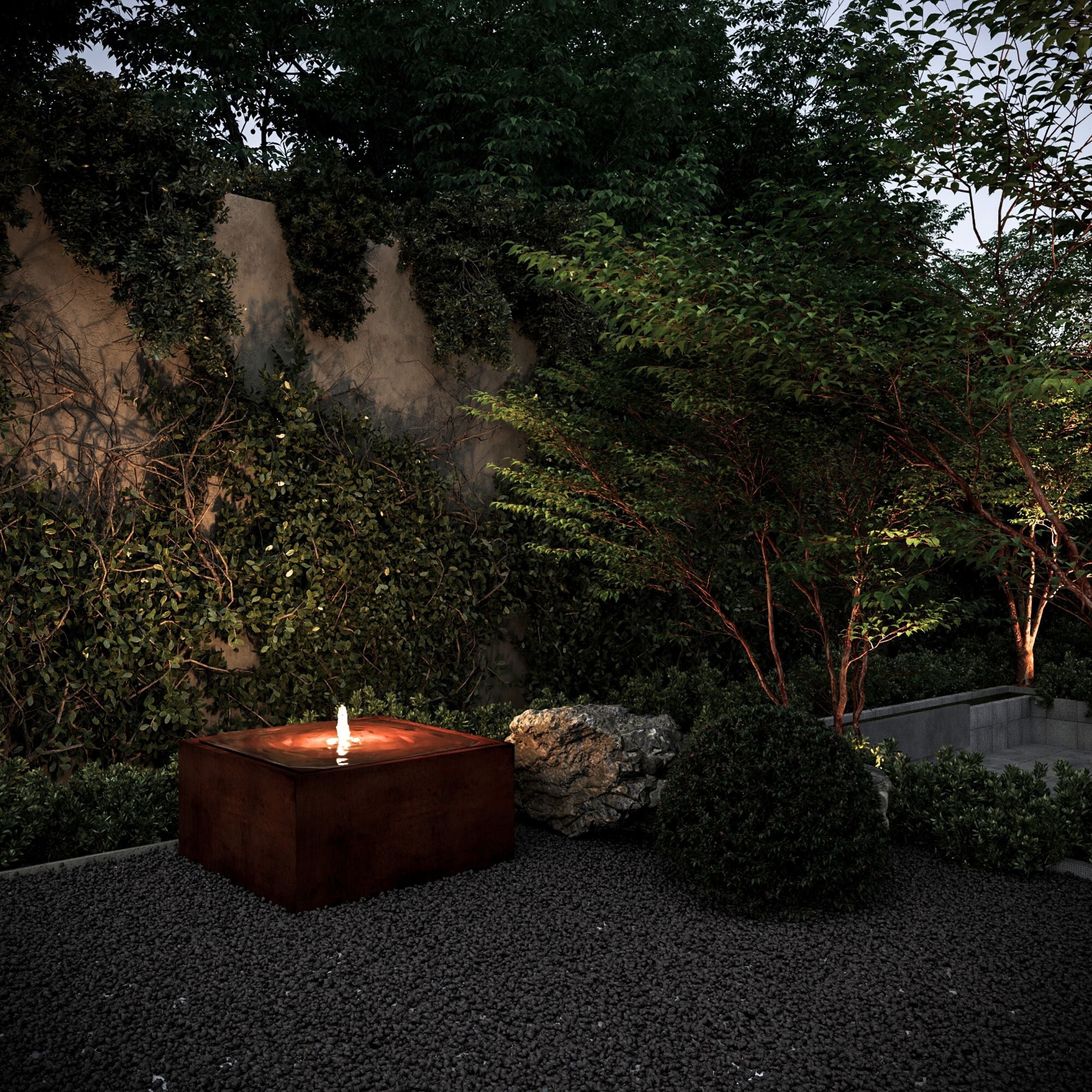 Corten Steel Square Narrow Water Fountain