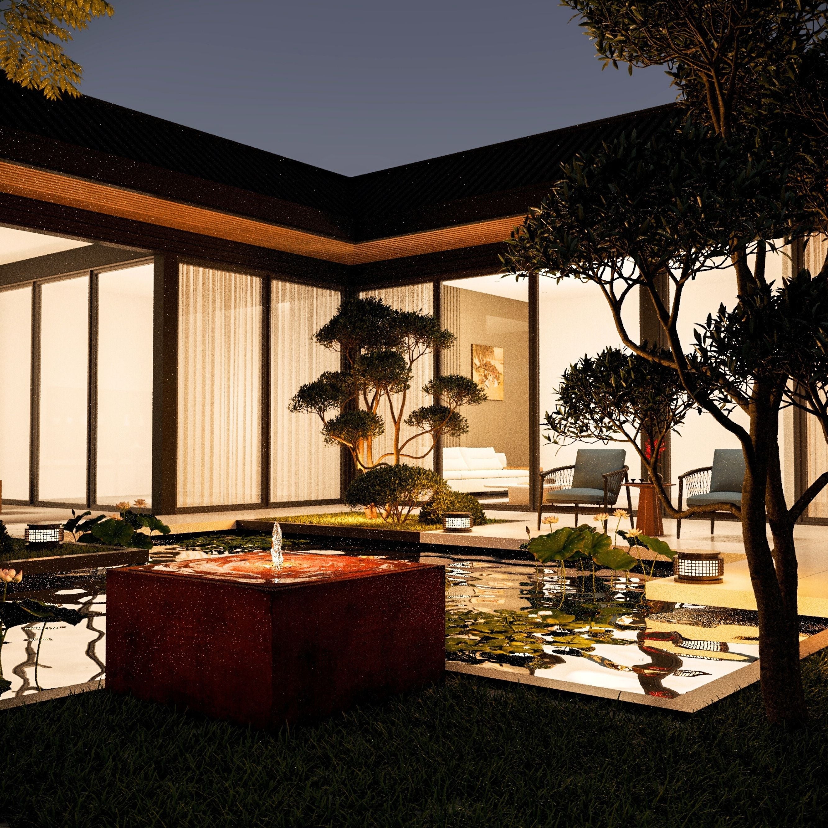 Corten Steel Square Narrow Water Fountain