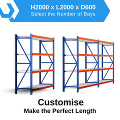 H2000 x L2000 x D600mm Range Heavy Duty Warehouse Garage Storage Steel Shelving Unit - Tool Market