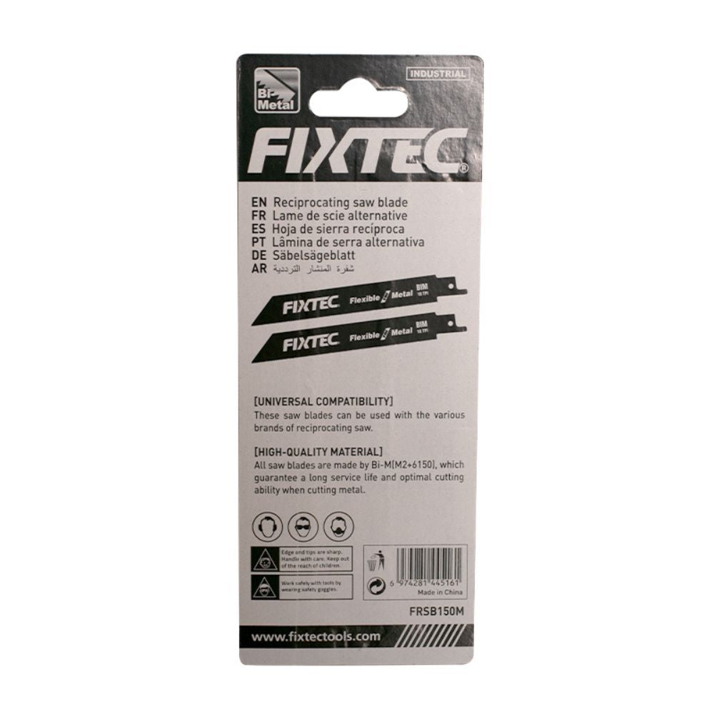 Fixtec 2 Piece Reciprocating Saw Blade 18 TPI For Metal FRSB150M - Tool Market