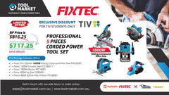 Fixtec 5 Pieces Corded Power Tools with 1800W Mitre Saw - Tool Market