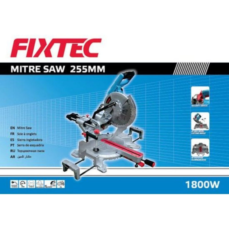 Fixtec Lasercut 255mm 1800W Sliding Compound Mitre Saw FMS25502 - Tool Market