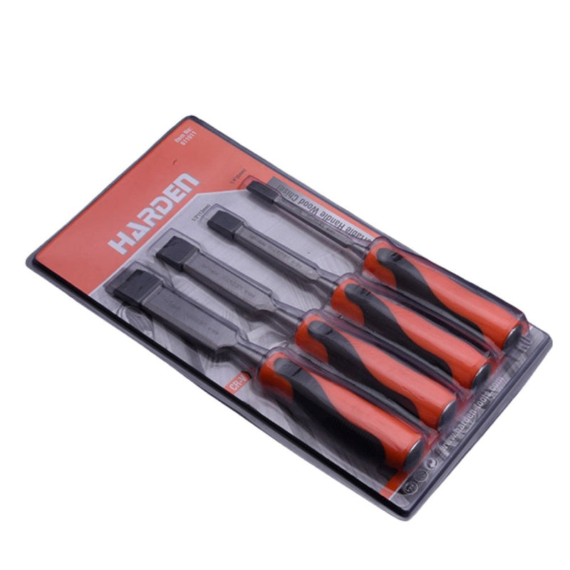 Harden 4 Piece Orange Black Handle Wood Chisel Set 611011 - Tool Market