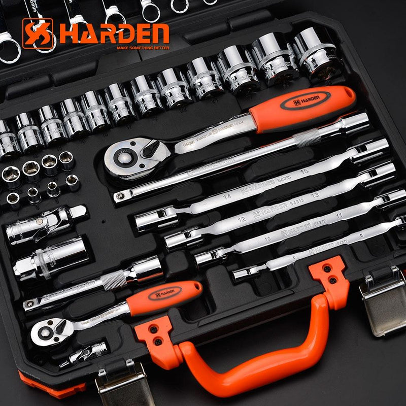 Harden 77 Piece Professional 1/2inch & 1/4inch Dr Socket Set - Tool Market
