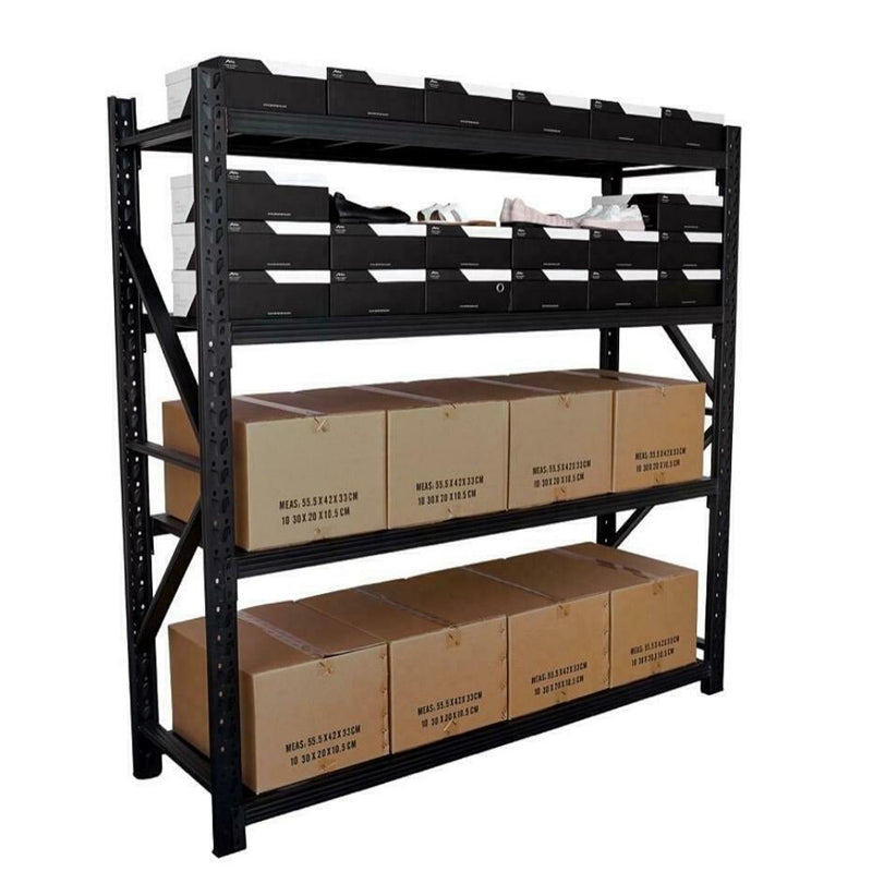 Heavy Duty Warehouse Garage Storage 2 x 2 x 6m Matte Black Steel Shelving Unit - 1000kg - Tool Market