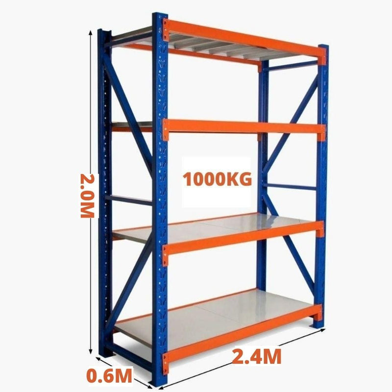 Heavy Duty Warehouse Garage Storage 2000 x 2400 x 600mm Steel Shelving Unit - 1000kg - Tool Market