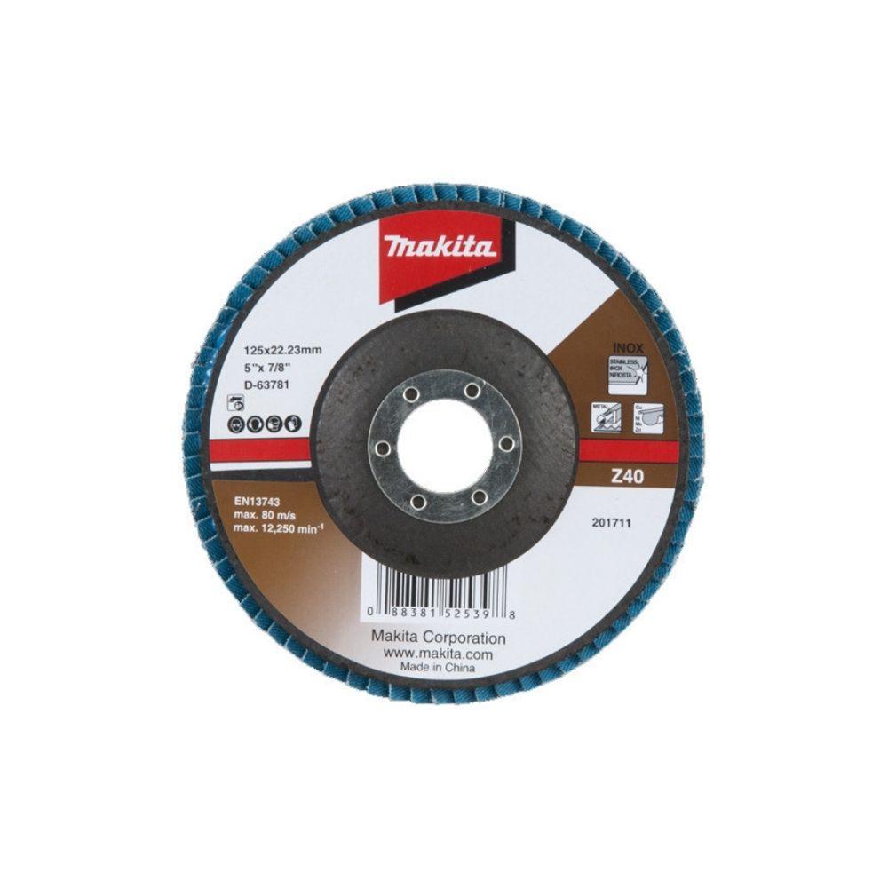 Makita 125mm Economy Flap Disc 40# Zirconia D-63781 - Tool Market