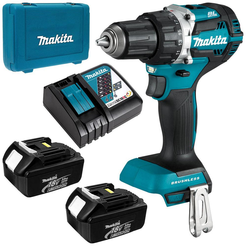 Makita DDF484RFE 18V 3.0Ah Li-Ion Cordless Brushless Heavy Duty Driver Drill Combo Kit - Tool Market