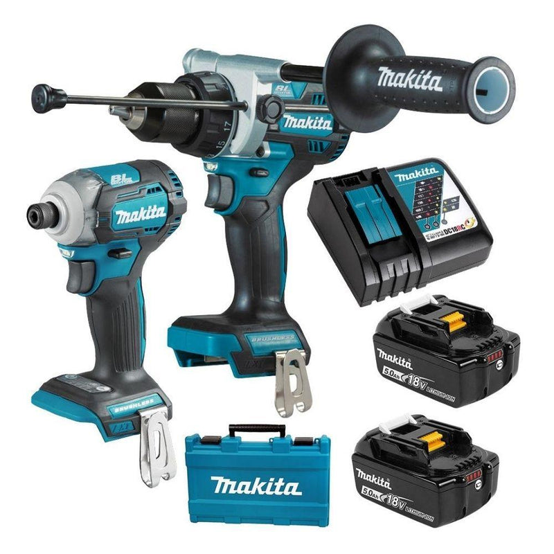 Makita DLX2411T 18V 5.0Ah Li-Ion Cordless Brushless 2 Piece Combo Kit - Tool Market