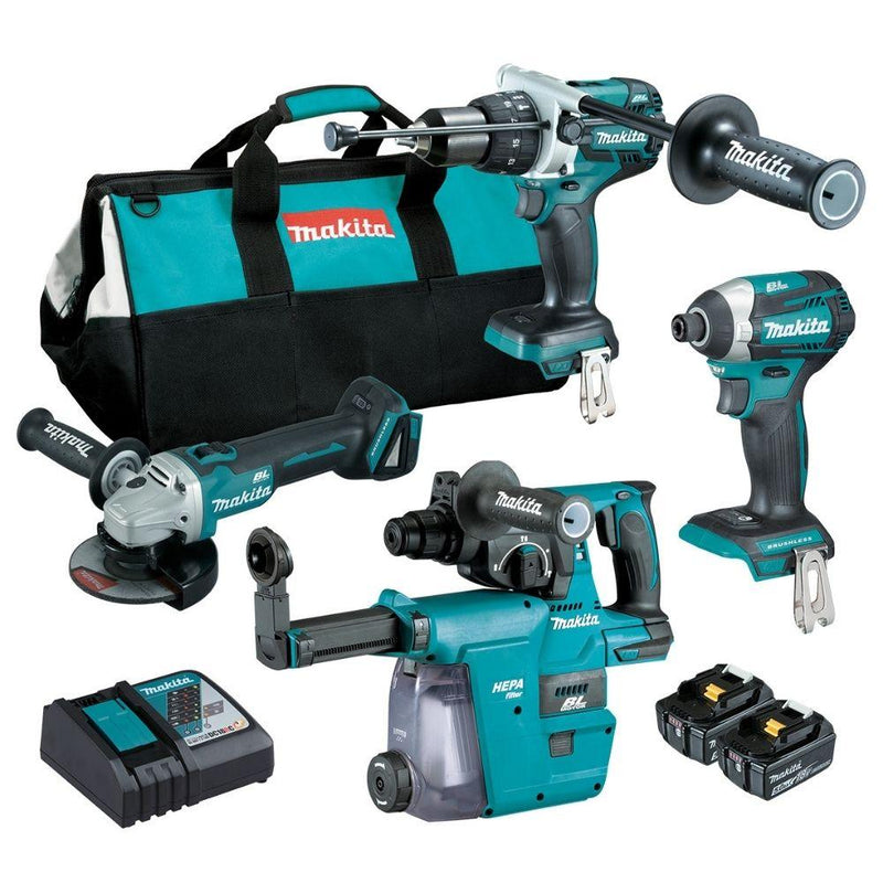 Makita DLX4127TX1 18V 5.0Ah Li-ion Brushless Cordless 4 Piece Combo Kit - Tool Market