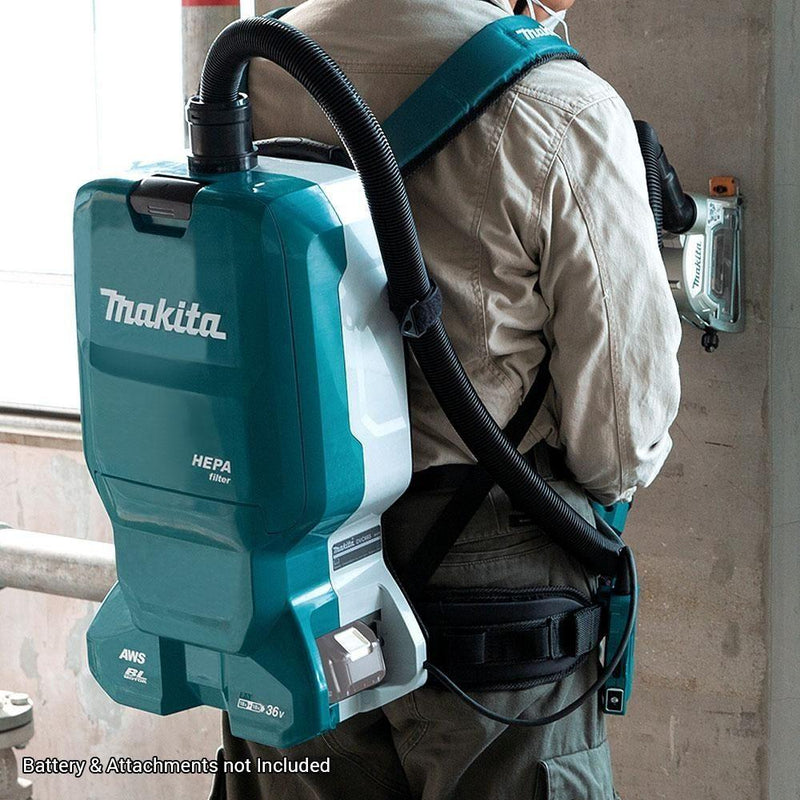 Makita DVC665ZXU 36V (18V x 2) Li-ion Cordless Brushless AWS 6L Backpack Vacuum - Skin Only - Tool Market