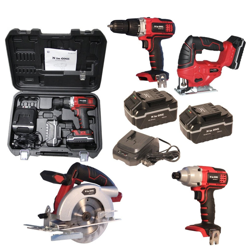 N in One Cordless Power Tool Combo Kit + Fixtec 8 Piece Hand Tool Set - Tool Market