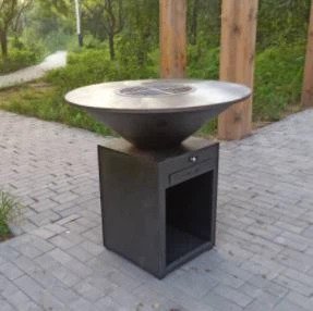 Outdoor Round BBQ Grill Corten Steel - Matte Black - Tool Market