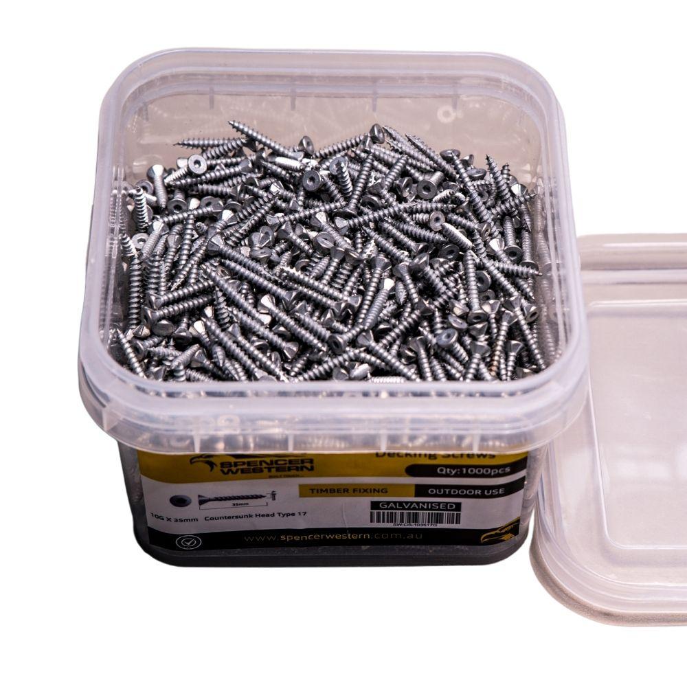 Spencer Western 10gx35mm Galvanised Decking Screw 1000Pcs & 2 Drive Bit - Tool Market