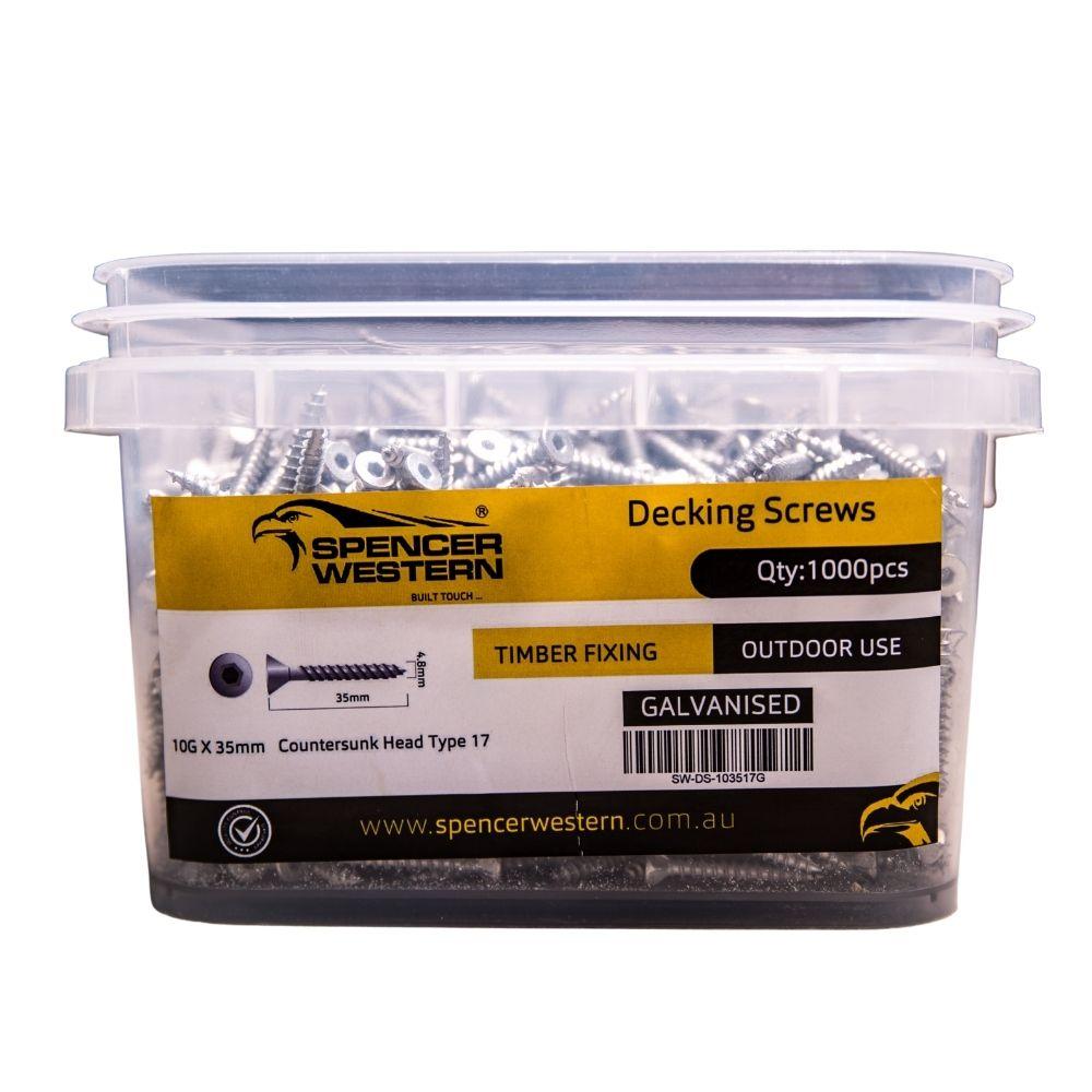 Spencer Western 10gx35mm Galvanised Decking Screw 1000Pcs & 2 Drive Bit - Tool Market