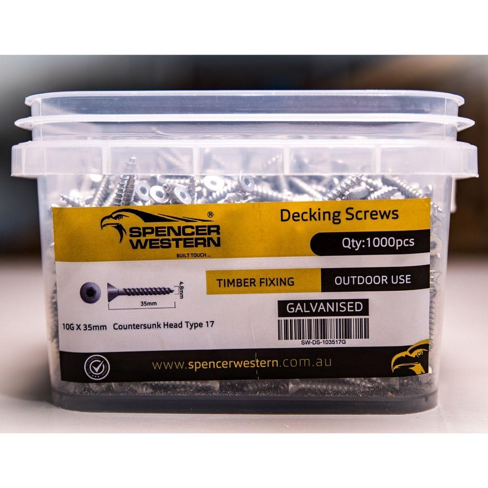 Spencer Western 10gx35mm Galvanised Decking Screw 1000Pcs & 2 Drive Bit - Tool Market