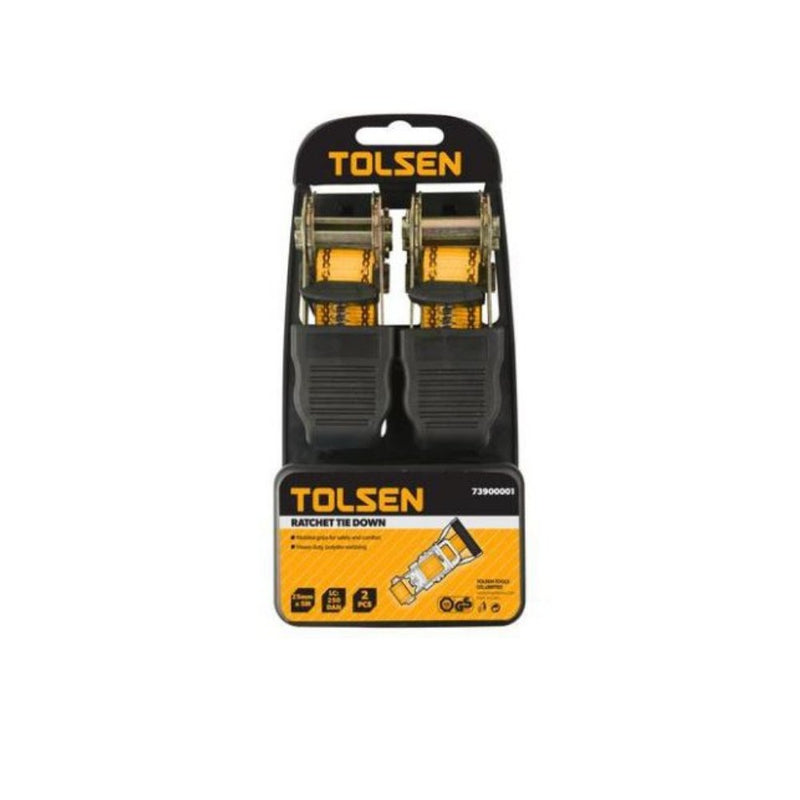 Tolsen 2 Piece 25mm x 5M Ratchet Tie Down Set 62252 - Tool Market