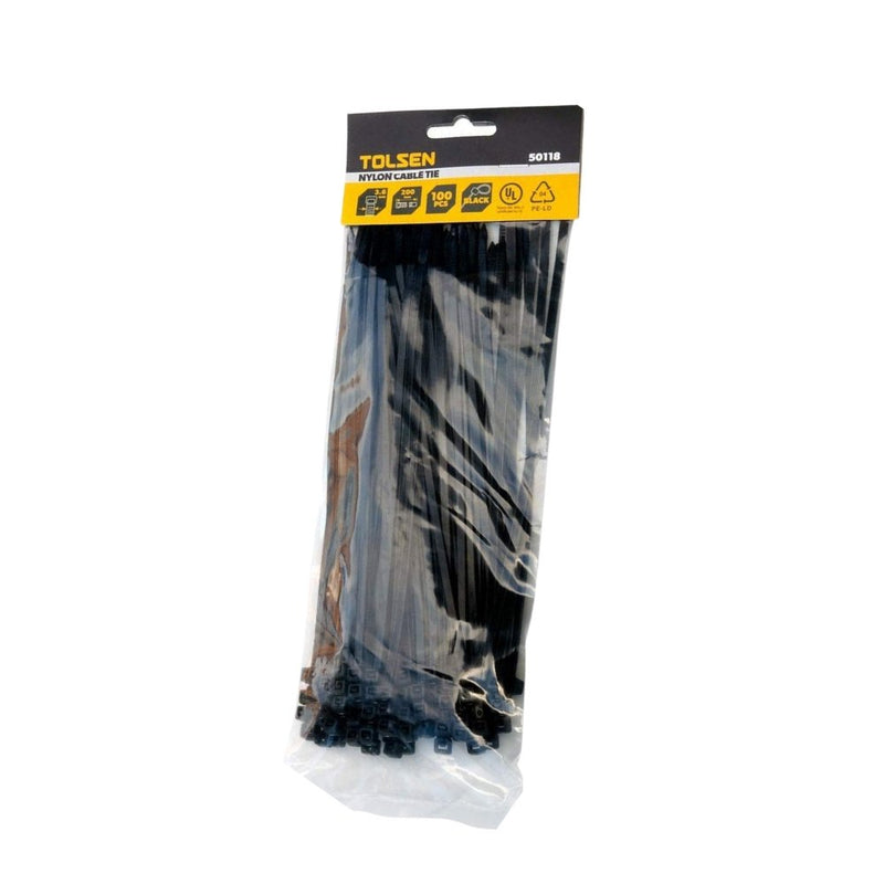 Tolsen 3.6x200mm 100Piece Nylon Cable Tie 50118 - Tool Market