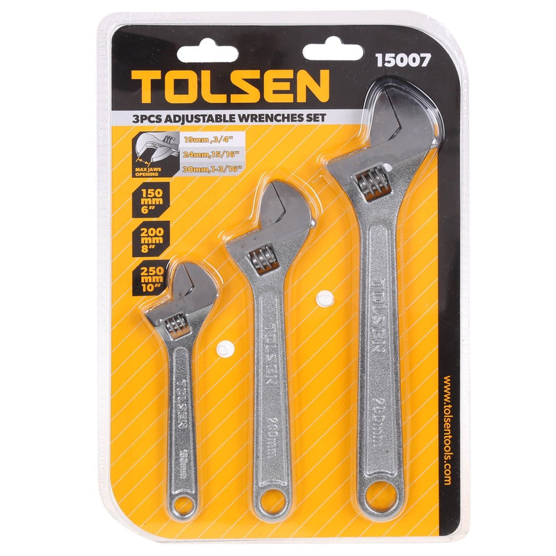 Tolsen 3 Piece Adjustable Wrenches Set - Tool Market AU