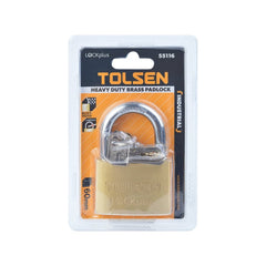 Tolsen 60mm Industrial Heavy Duty Brass Padlock 55116 - Tool Market