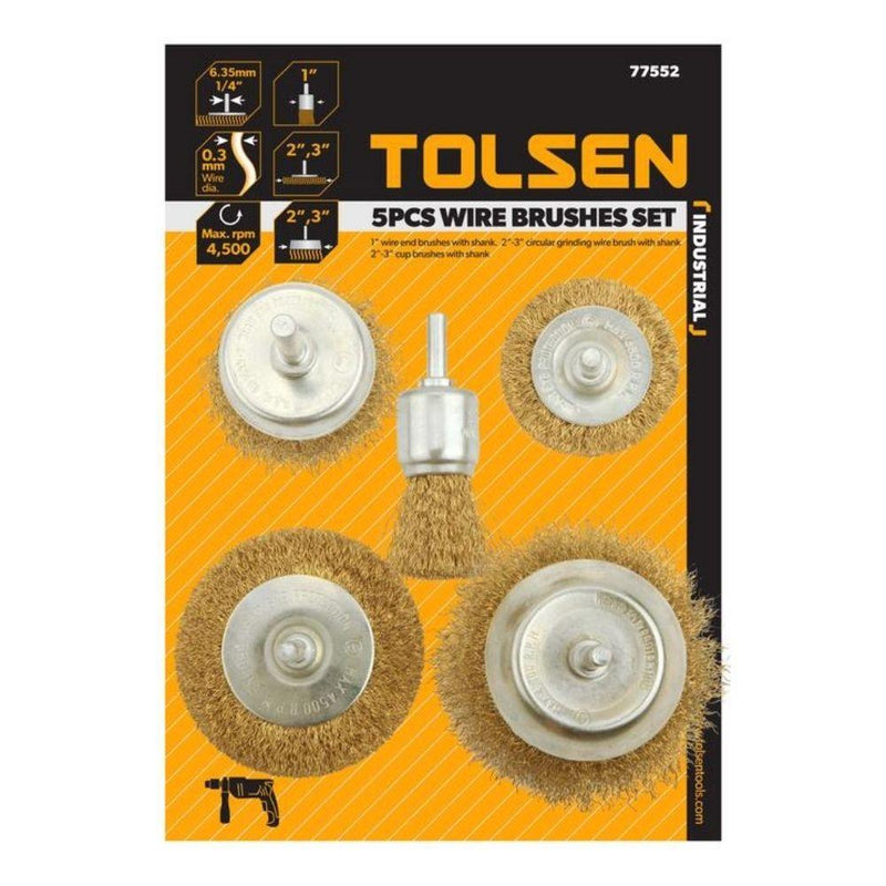 Tolsen Industrial 5 Piece Wire Brush Set 77552 - Tool Market